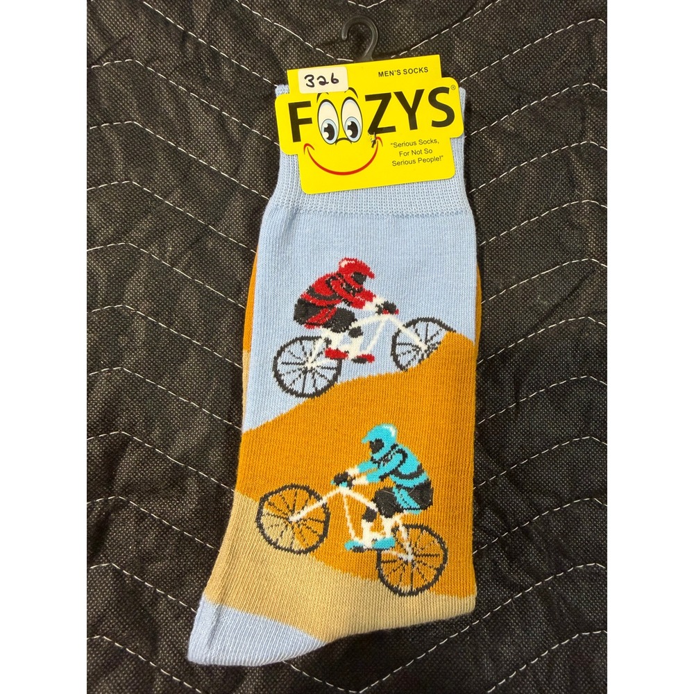 Foozys Crew Socks Mens 10-13 Blue NWT Dirt Bike Motocross Novelty Graphic FM-82